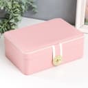 Шкатулка для украшений «С пряжкой», с зеркалом, искусственная кожа, розовая, 24×18.5×9 см