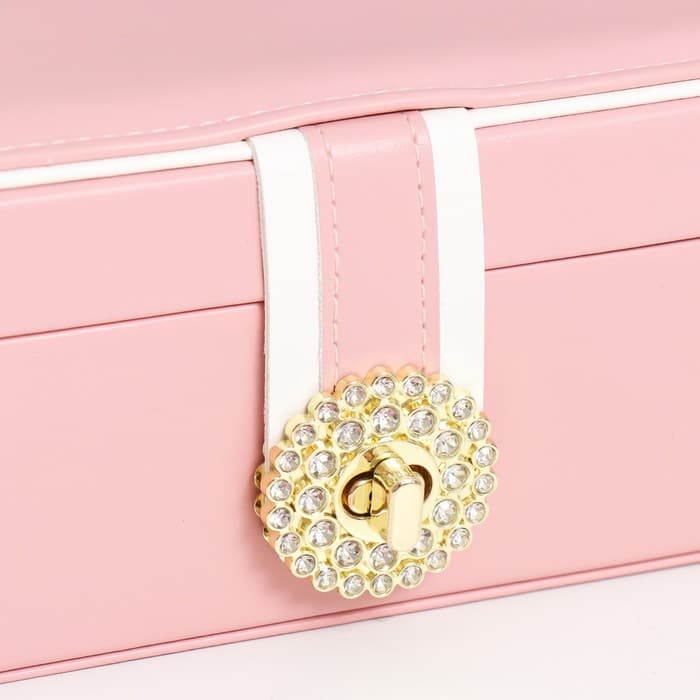 Шкатулка для украшений «С пряжкой», с зеркалом, искусственная кожа, розовая, 24×18.5×9 см