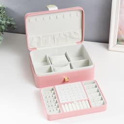 Шкатулка для украшений «С пряжкой», с зеркалом, искусственная кожа, розовая, 24×18.5×9 см