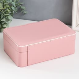 Шкатулка для украшений «С пряжкой», с зеркалом, искусственная кожа, розовая, 24×18.5×9 см