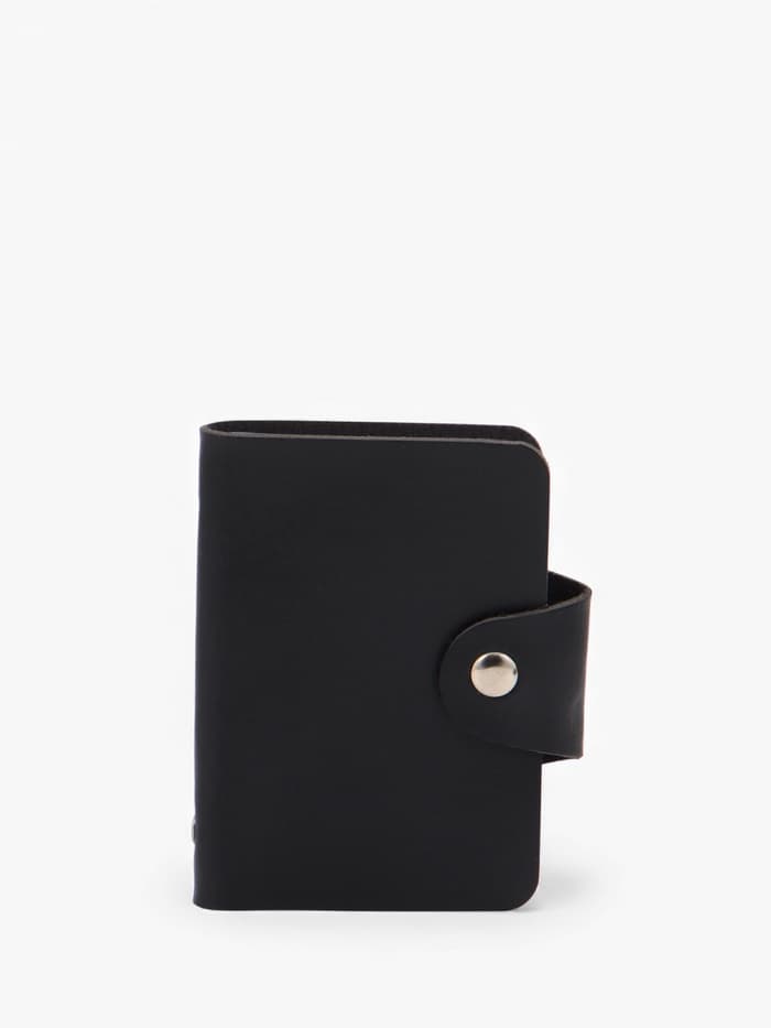 Визитница на кнопке, 12 карт, однотонная, чёрная