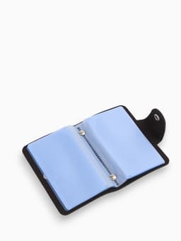 Визитница на кнопке, 12 карт, однотонная, чёрная