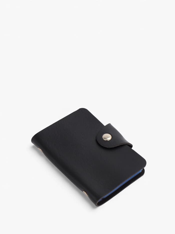 Визитница на кнопке, 12 карт, однотонная, чёрная
