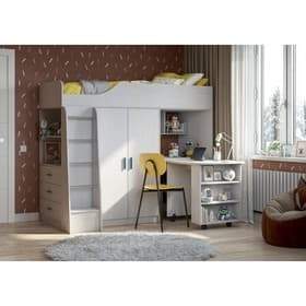 Кровать – чердак «Каприз 8», с столом, с шкафом, 2040×1102×1695 мм, цвет анкор белый