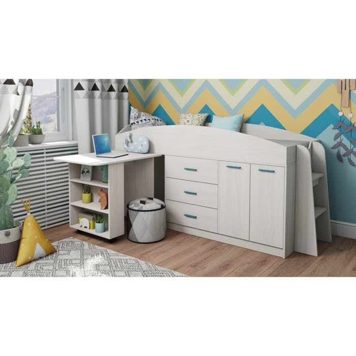 Кровать детская «Каприз 12», с шкафом, с столом, 2134×840×1065 мм, цвет анкор белый