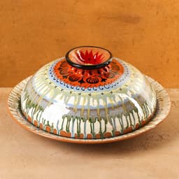Блинница узбекская Риштанская керамика, d=26.5 см, разноцветная