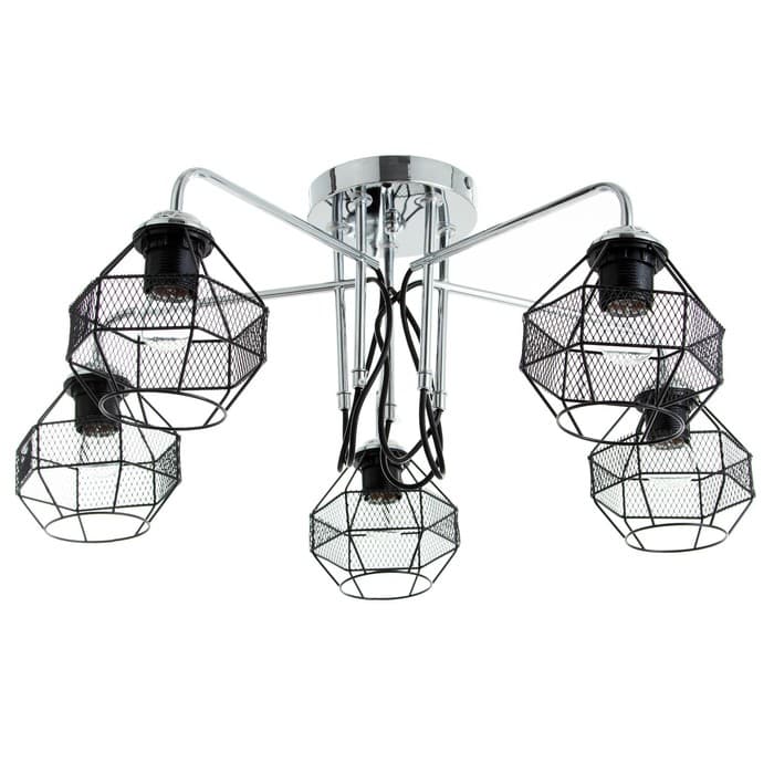 Люстра «Сеть» 5×60 Вт Е27 хром/черный 76×76×30 см
