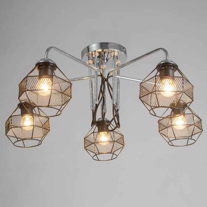 Люстра «Сеть» 5×60 Вт Е27 хром/черный 76×76×30 см