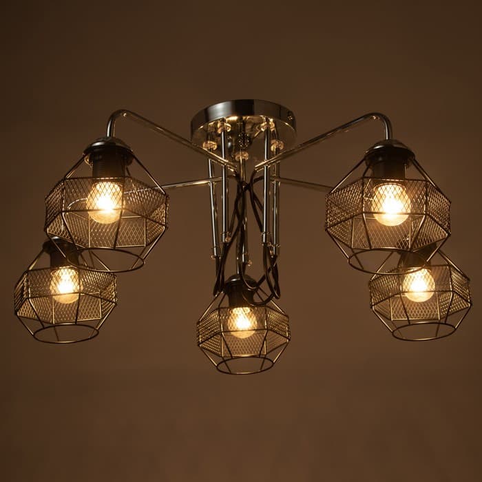 Люстра «Сеть» 5×60 Вт Е27 хром/черный 76×76×30 см