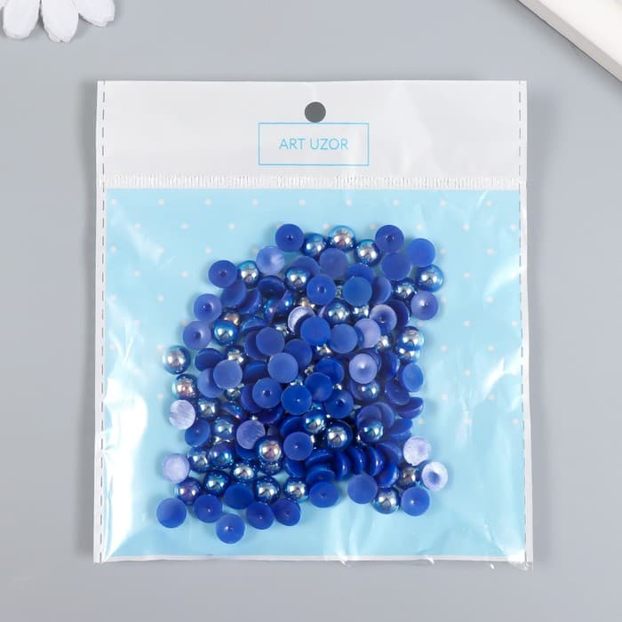 Декор для творчества пластик «Половинки бусин. Синяя гамма», 20 г, 0.8×0.8 см