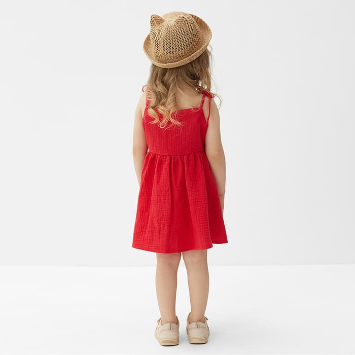 Сарафан для девочки MINAKU: muslin clouds, красный, рост 104 см