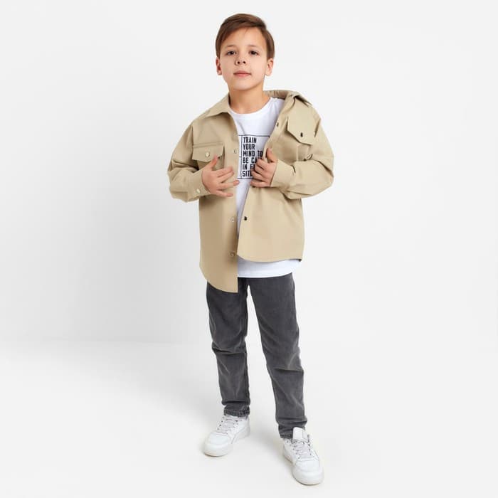 Рубашка джинсовая детская KAFTAN, бежевая, размер 32 (110-116 см)