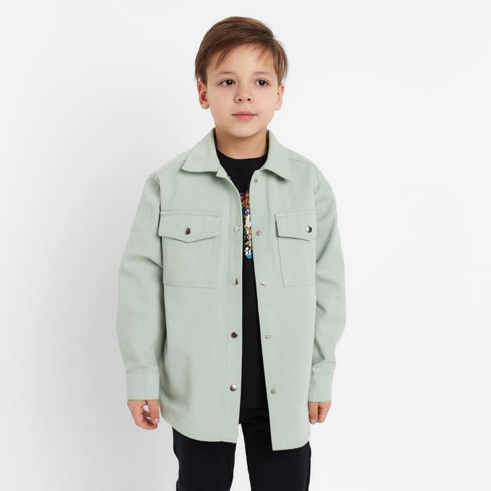 Рубашка джинсовая детская KAFTAN, зелёная, размер 30 (98-104 см)