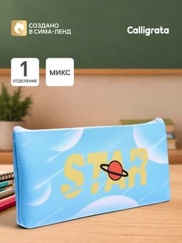 Пенал школьный Calligrata «Звезда», на молнии, 1 отделение, плоский, МИКС