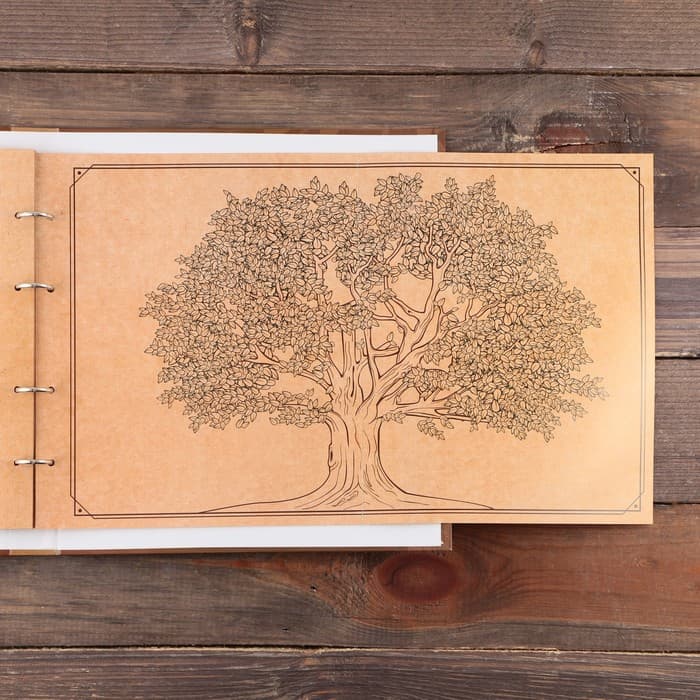 Родословная фото книга «Родословная книга» с деревянным элементом, 27.5×25 см
