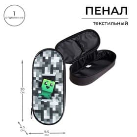 Пенал школьный, футляр, текстиль, 9.5×20.5×4.5 см «Пиксели»