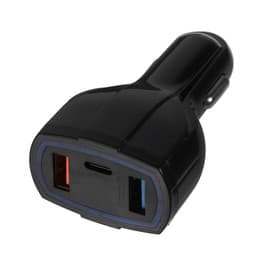 Зарядное устройство в автомобиль Cartage, 12-24 В, 2 USB, Type-c 3.5 А, чёрное