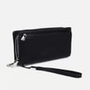 Портмоне мужское на молниях, отдел для купюр, для карт, для монет, цвет чёрный