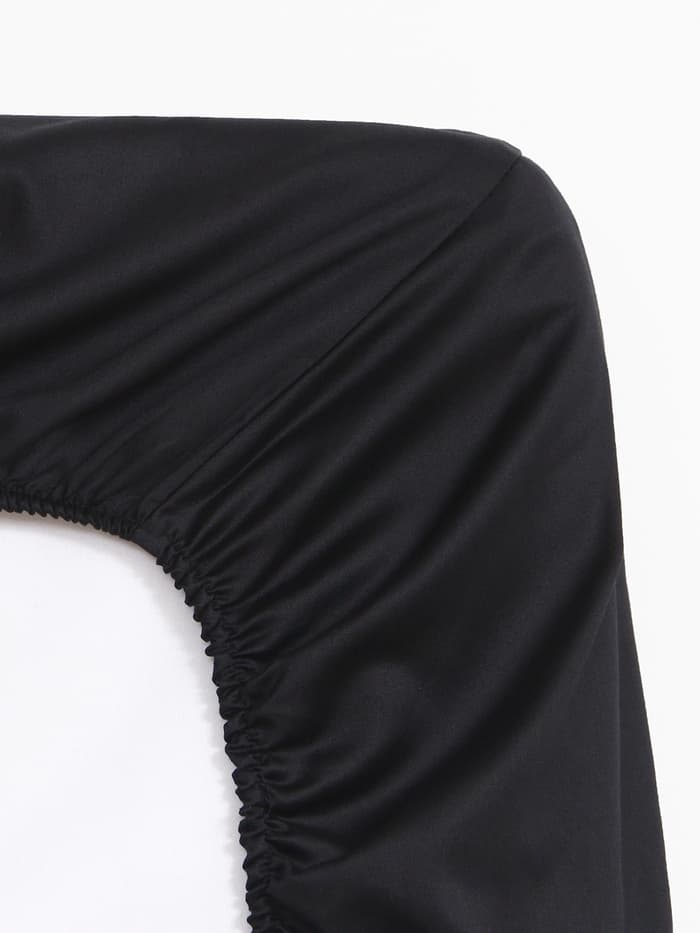 Простыня на резинке 2-спальная «Этель» Jet black, 160×200+25 см, мако-сатин