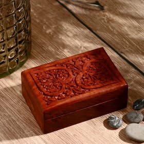 Шкатулка резная «Два сердца», 15×10×6.5 см, дерево