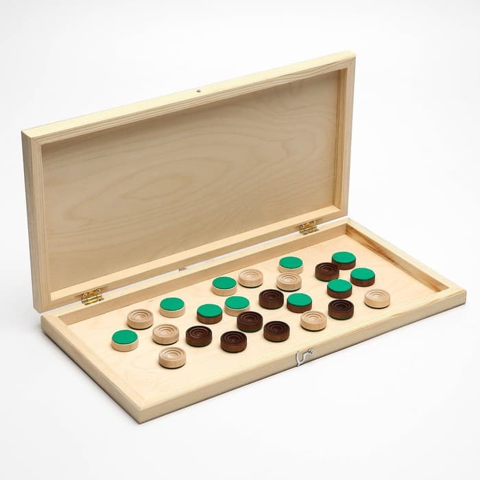 Шашки деревянные, настольная игра, с доской 43×43 см, с подклейкой, d=2.8 см