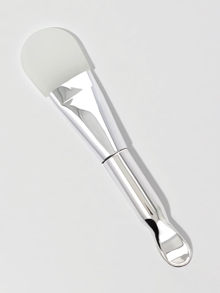 Кисть для масок SILVER, силиконовая, с лопаткой, 14 (±1) см, серебристая
