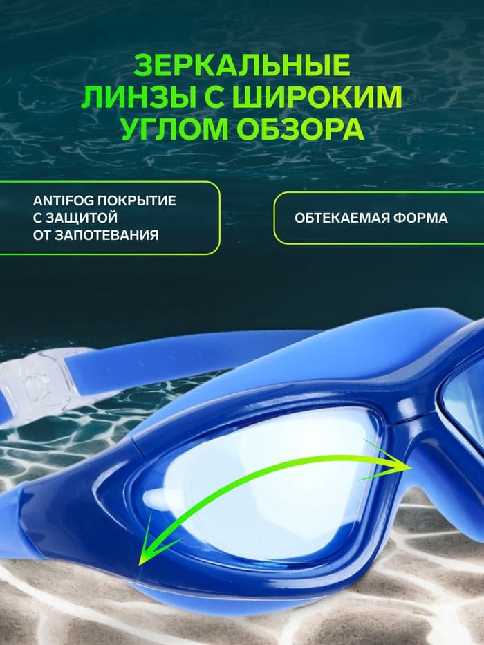 Очки для плавания ONLYTOP, беруши, синие