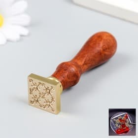 Печать для сургуча с деревянной ручкой «Цветы в узорах», 9×2.2×2.2 см
