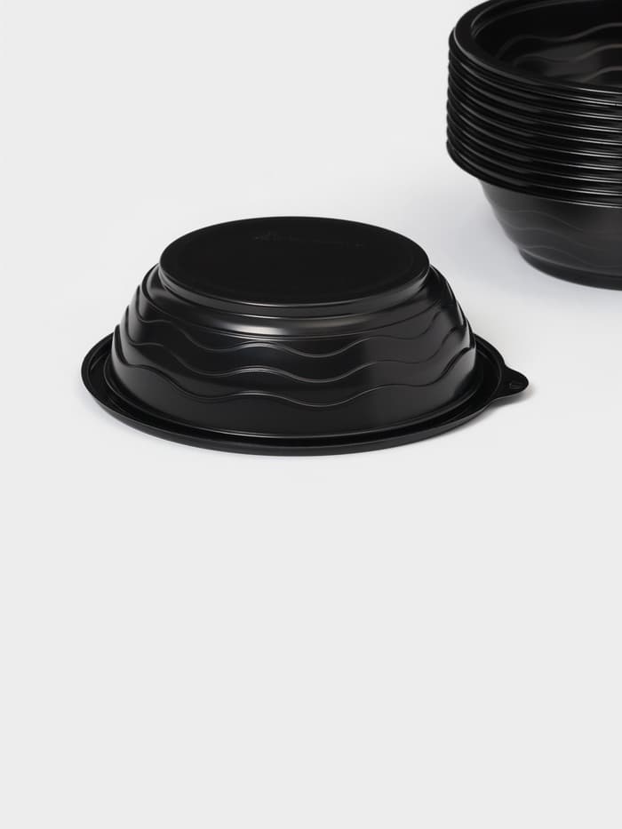 Контейнер одноразовый «Супница», SP-350 мл, пластик, круглый, чёрный