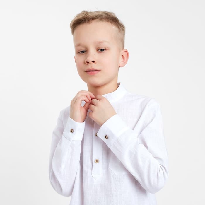 Рубашка для мальчика MINAKU: Cotton collection, белая, размер 40 (158-164 см)