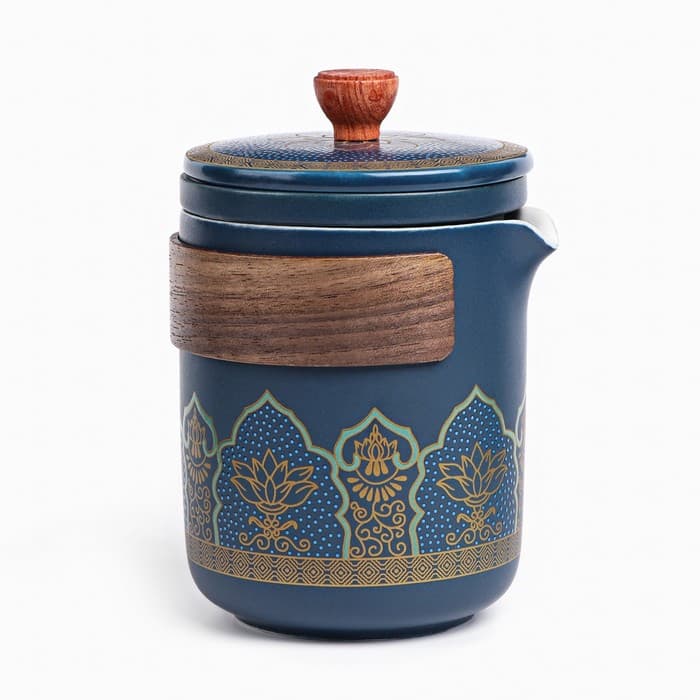 Набор для чайной церемонии ДЖЕКИЧАЙ, 6 предметов, на 3 персоны, чашка 46 мл, чайник 250 мл, синий