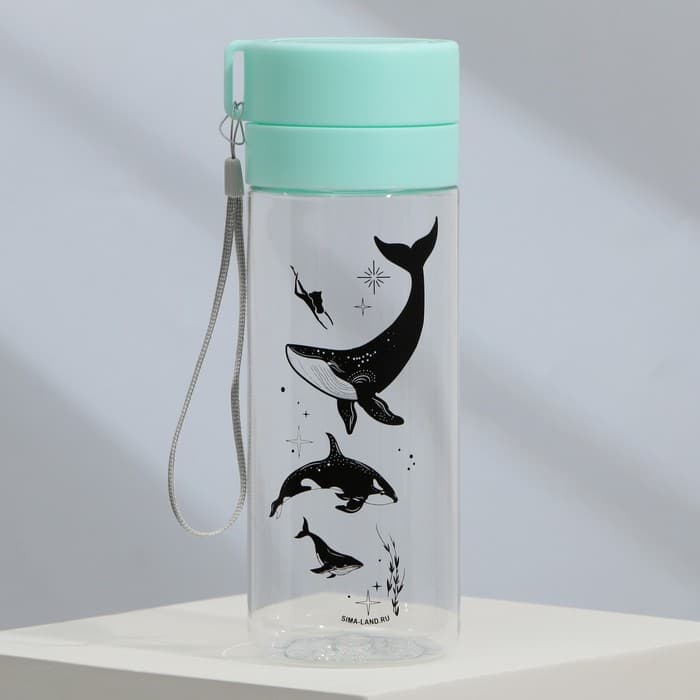 Бутылка для воды пластиковая «Киты», 600 мл