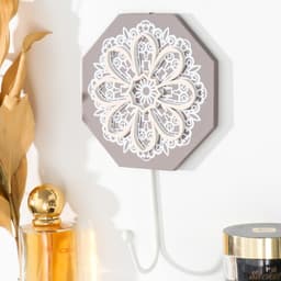 Настенный крючок декоративный «Ажурный цветок. Восьмигранник», дерево, 11.6×0.7×20 см