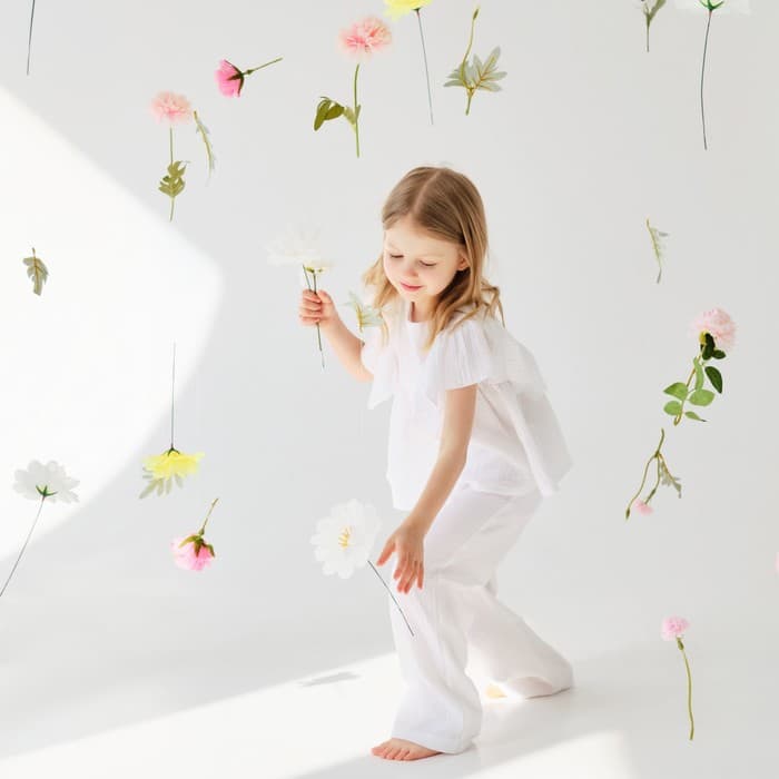 Комплект для девочки (блузка и брюки) MINAKU: muslin clouds, белый, рост 98 см