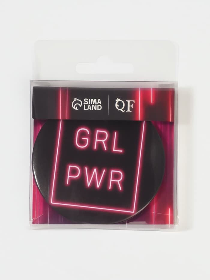 Зеркало карманное GRL PWR, d=7 см, PVC - коробка, чёрное