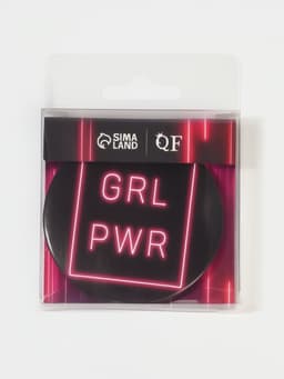Зеркало карманное GRL PWR, d=7 см, PVC - коробка, чёрное