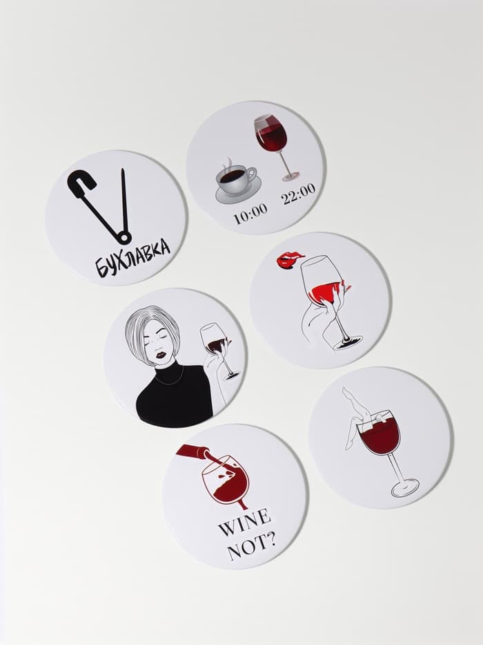 Зеркало карманное WINE NOT, d=7.5 см, рисунок МИКС