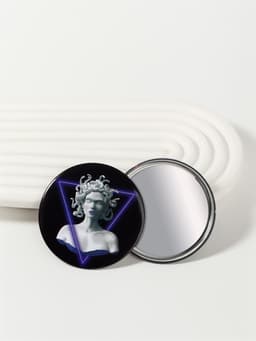 Зеркало карманное «ГОРГОНА», d=7.5 см, рисунок МИКС