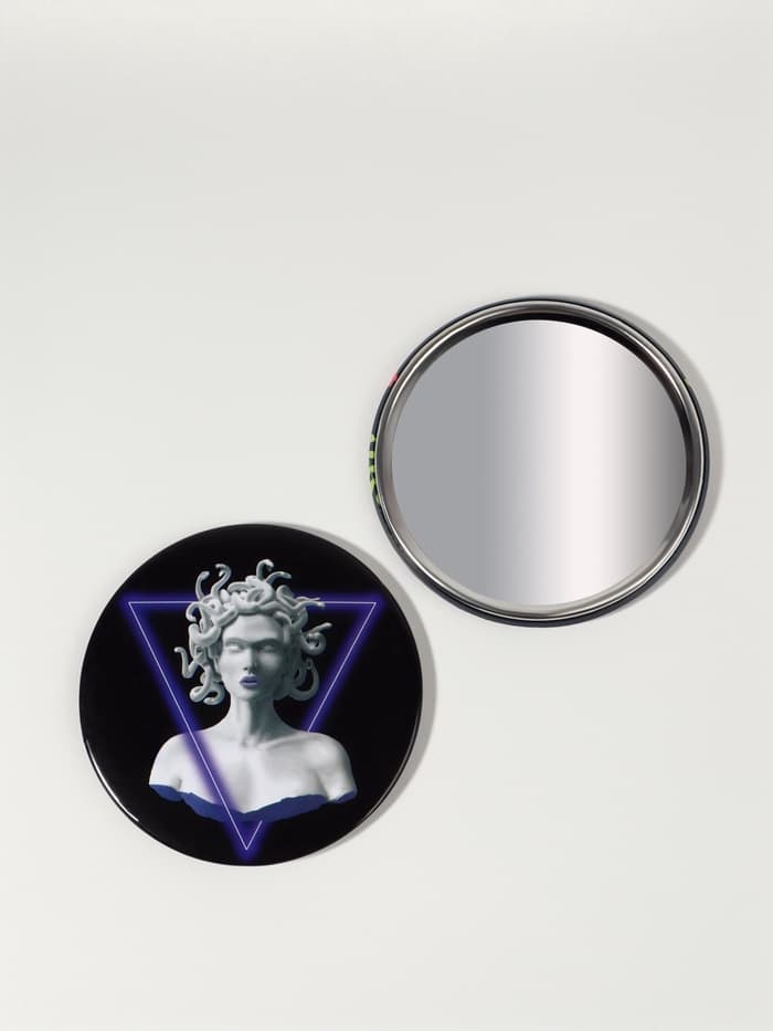 Зеркало карманное «ГОРГОНА», d=7.5 см, рисунок МИКС