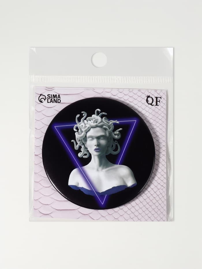 Зеркало карманное «ГОРГОНА», d=7.5 см, рисунок МИКС