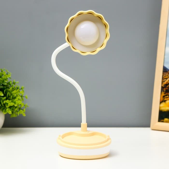 Настольная лампа «Лайни» LED 2 Вт USB АКБ жёлтый 10.5×10.5×37 см RISALUX