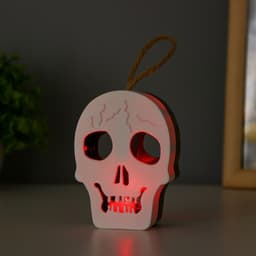 Фигурка световая RISALUX «Череп», LED-ночник, 1 Вт, RGB, от батареек LR1130, бело-чёрный, 9.5×4×5 см