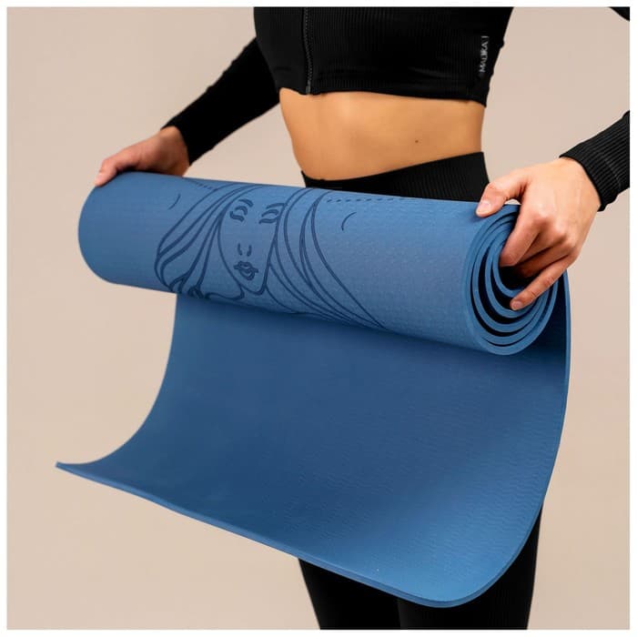 Коврик для фитнеса и йоги Sangh Moon, нескользящий, 183×61×0.6 см, синий