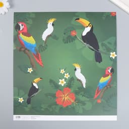 Бумага для скрапбукинга «Экзотические птицы», плотность 180 г, 30.5×32 см