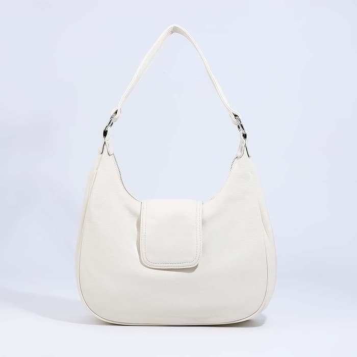 Сумка - мешок женская на молнии, 34×26×8 см, белая