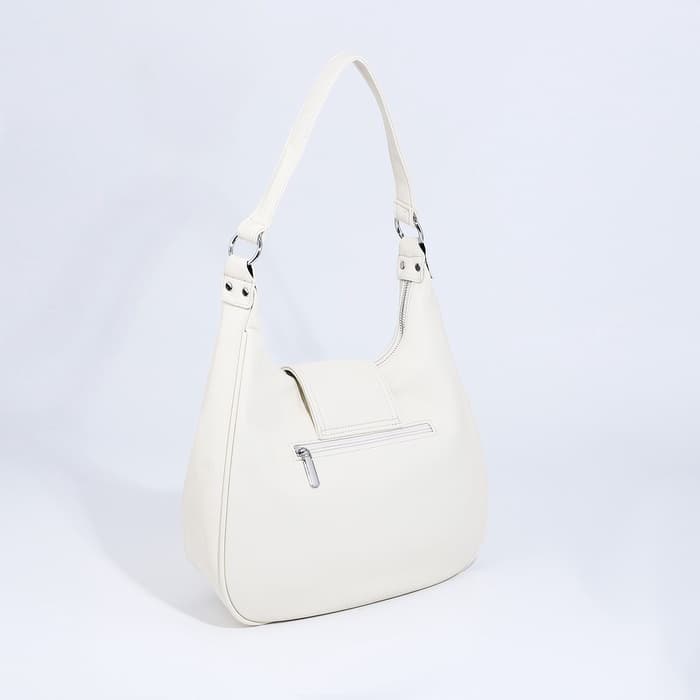 Сумка - мешок женская на молнии, 34×26×8 см, белая