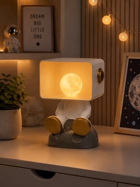 Лампа настольная «Космик», светодиодная, 3Д, ночник, USB, серая, 35×25×47 см