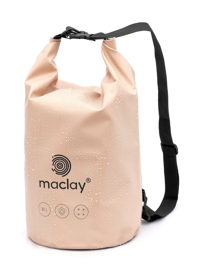 Гермомешок туристический maclay, 30 л, 500D, с лямкой, бежевый