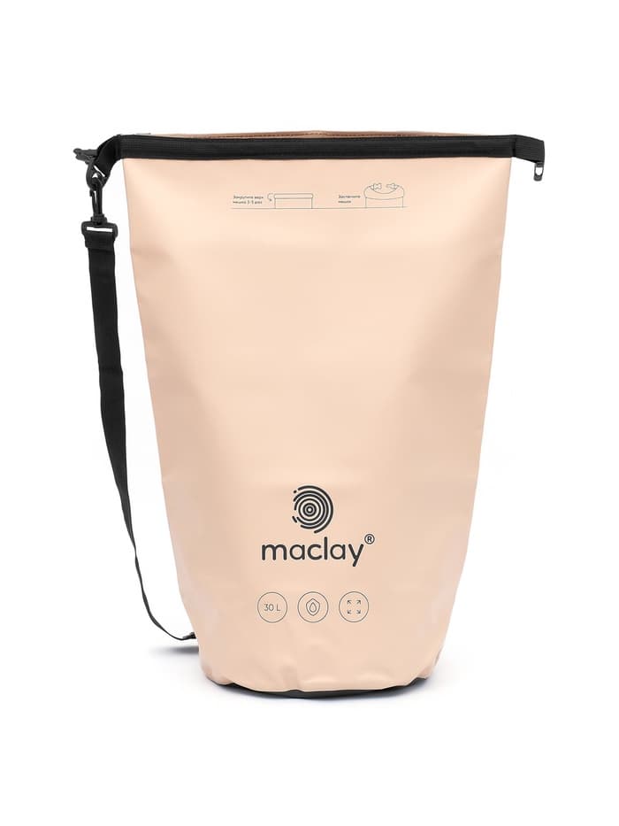 Гермомешок туристический maclay, 30 л, 500D, с лямкой, бежевый