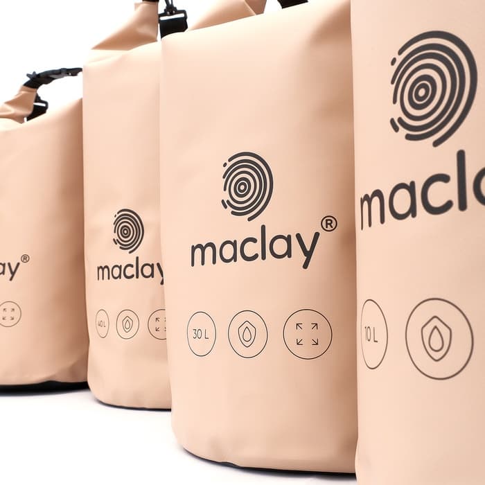 Гермомешок туристический maclay, 40 л, 500D, с лямкой, бежевый